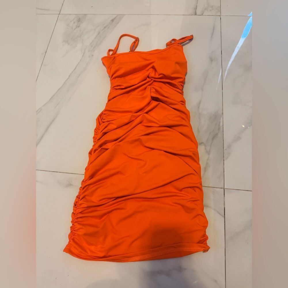Orange Ruched Dress #2 - Picture 5 of 5